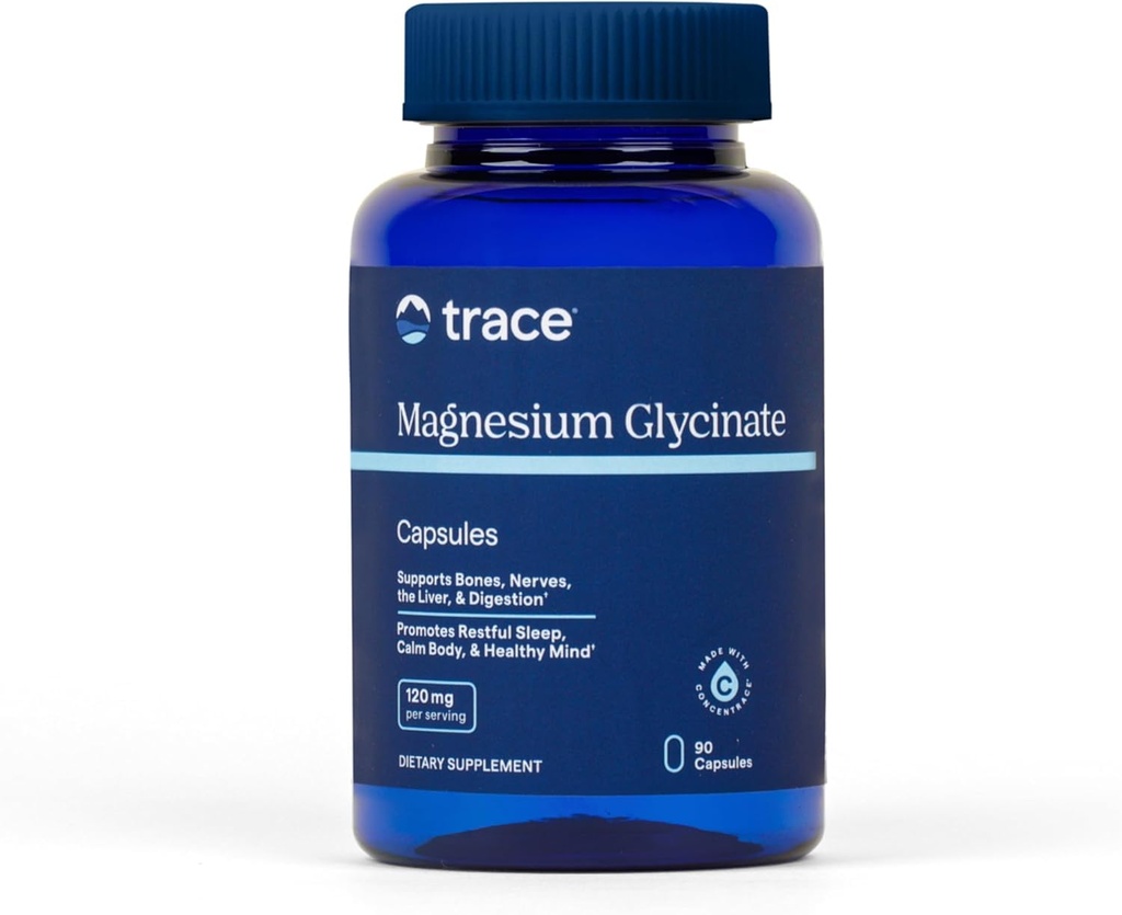 Trace Minerals Magnésium Glycinate - Supplément doux Magnésium Glycinate pour un sommeil et un soutien de détente sains - Esprit et énergie sains - Vegan - Sans gluten - 90 Nombre (90 portions)