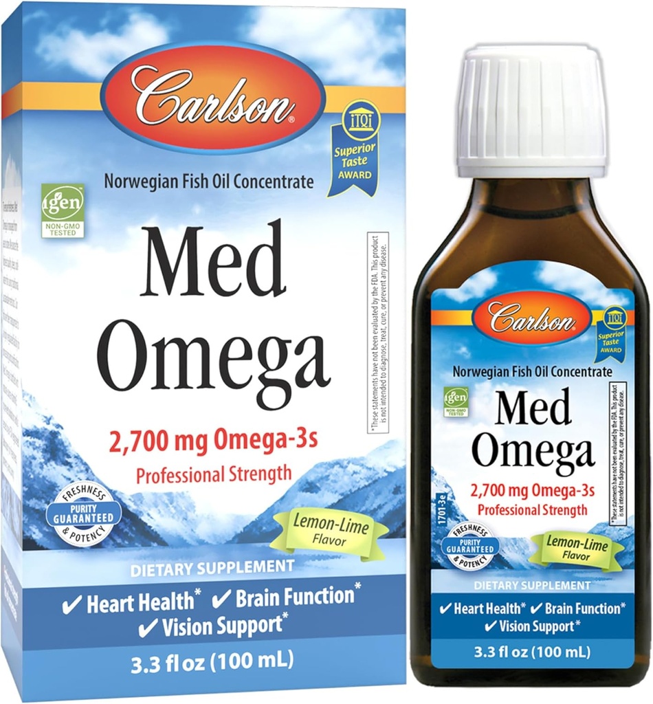 Carlson Med Omega, Citron-Lime, 2 700 mg Omega-3, 100 mL