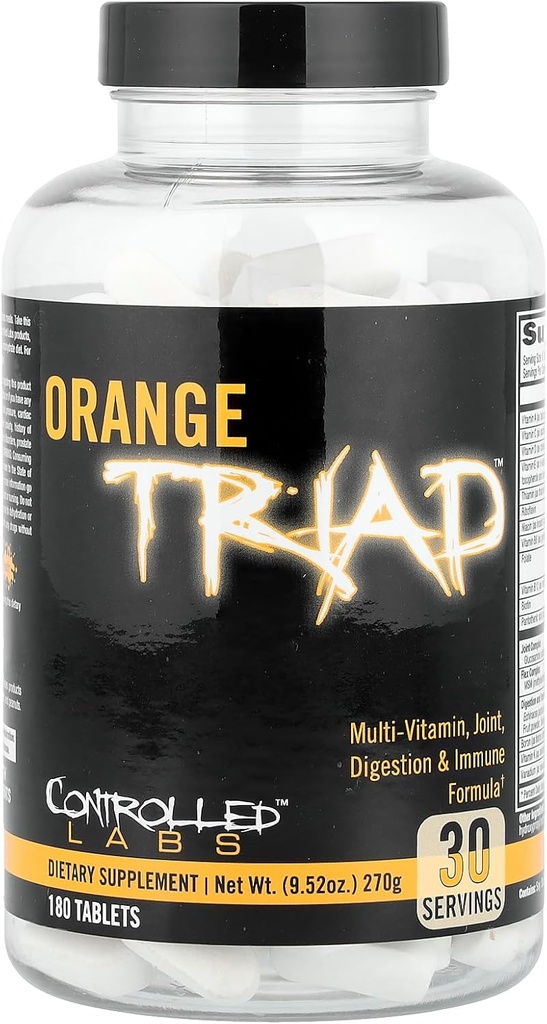 LABES CONTRÔLÉS Triade orange Multivitamine quotidienne, supplément sport sans fer pour l'entraînement, la digestion, l'Immune et les articulations, 45 serv - Comprimés (180 comtes (paquet de 1))