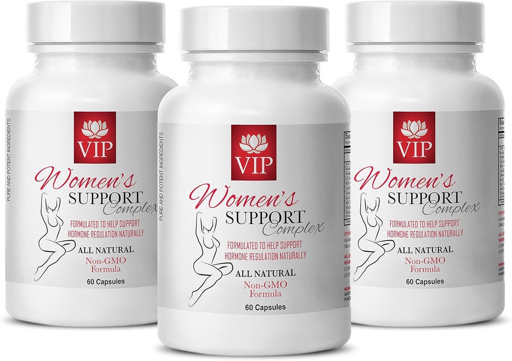 Hot Flashes Ménopause Relief - Complexe de soutien pour femmes naturel - Extrait de racine de réglisse - 3 bouteilles (180 capsules)