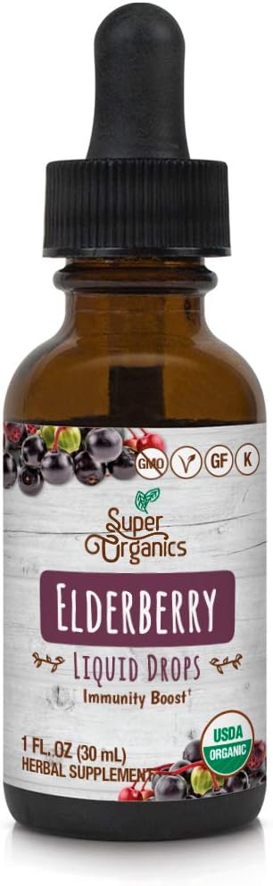 Super Organics gouttes de liquide de mûrier biologique, sans OGM, sans gluten, casher, et végétalien, 1 Fl Oz