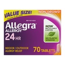 Allegra Comprimés antiallergiques adultes 24h/24, médicaments antiallergiques intérieurs et extérieurs non somnolents, 180 mg Fexofenadine HCI Antihistamine Pill, 70-Count