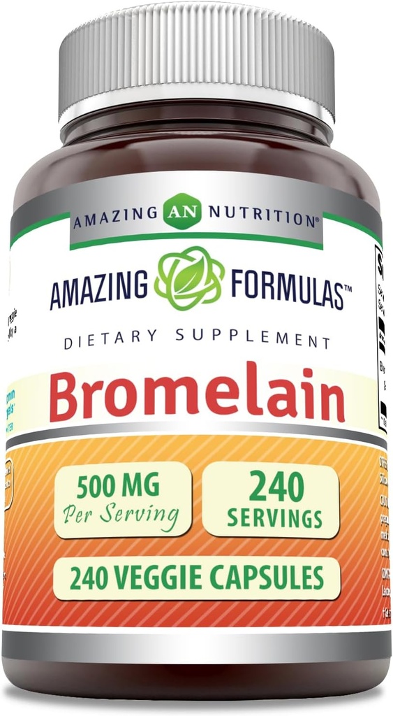 Formules étonnantes Bromelain 500mg 2400 GDU, Capsules de Véggie