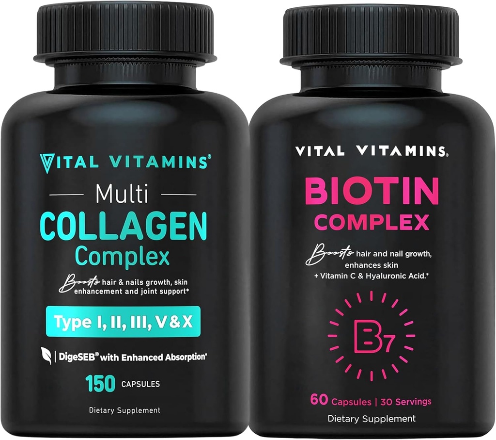 Vitamines vitales Pilules multicollagènes + Pilules complexes de biotine