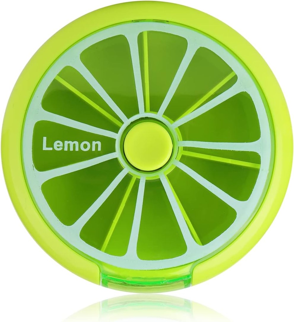 Creative Portable Mini 7 jours hebdomadaire forme circulaire Rotary Mute Fruit Style Pill Case (Lemon)