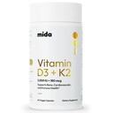 Mida Health® D3 K2 Vitamine 5000 UI avec supplément naturel MK-7.