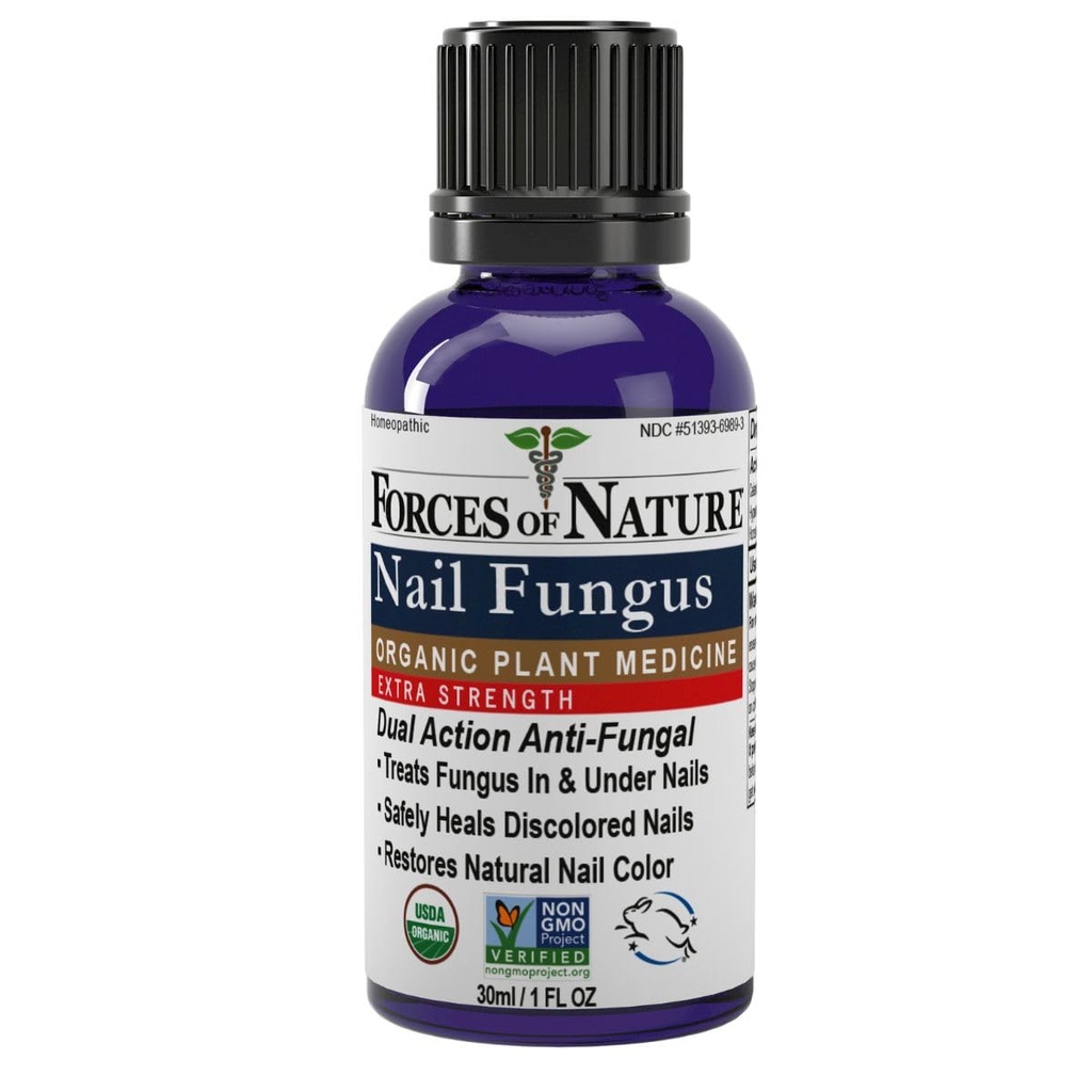 Forces de la nature Toenail traitement des champignons d'ongle Extra-résistance, les restaurations antifongiques organiques Apparence des ongles et des ongles, homéopathique pour les ongles craqués, secs et endommagés, 1,0 FL OZ