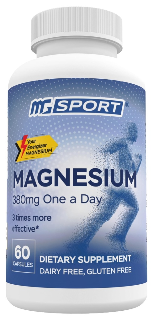 Supplément de magnésium complexe MGSPORT- Absorption élevée avec les vitamines B6, D, E - Soulage les crampes et le soutien musculaire - 60 portions