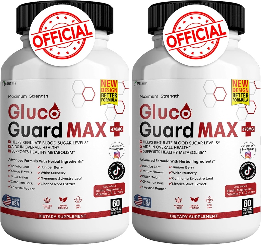 Supplément Gluco Guard Max Daily Wellness avec vitamines, minéraux et herbes – chrome, magnésium, banaba, mélone amer et zinc – sans OGM, sans gluten – 120 capsules