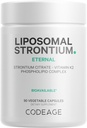 Codeage Supplément de strontium liposomique - Citrate de strontium, Vitamine K2 MK-7, Livraison liposomique, Non-OGM, Sans gluten - 90 capsules