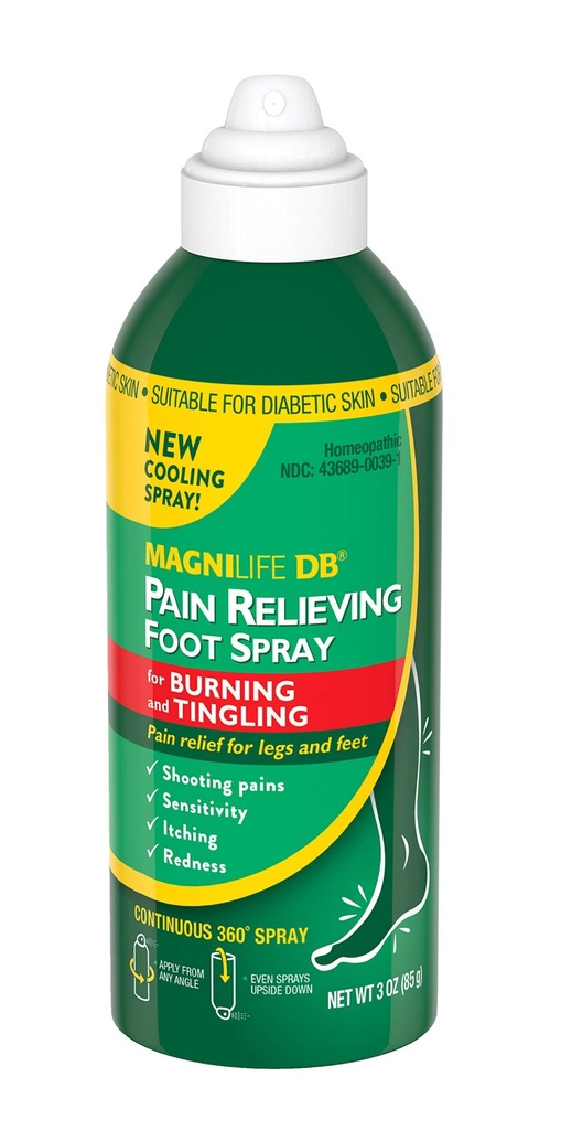 MagniLife DB douleur soulageant la pulvérisation de pied, refroidissant naturellement le soulagement de la douleur pour apaiser la brûlure et le tingling, adapté pour la peau diabétique - 3oz