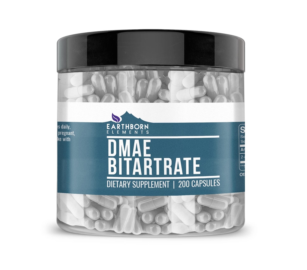 Éléments terriens DMAE Bitartrate 200 Capsules, pures et non diluées, sans additifs