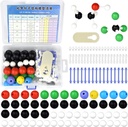 Ensemble de modèles moléculaires de chimie biologique de 136pcs pour les étudiants et les enseignants de chimie inorganique et biologique de l'enseignement universitaire 59 atomes et 76 liens Bonds et 1 lien d'élimination des atomes