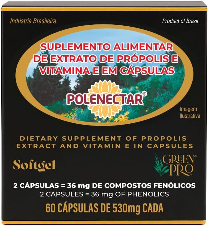 16 Pack de Polenectar Brésil Green Bee Propolis 60 Softgels 300mg - Nouveau packaging