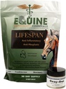 Lifespan & Gray-Out Equine Care Bundle.com Supplément oral anti-inflammatoire à base de plantes + Mélanome crème joint, mobilité et soins de santé de la peau pour chevaux