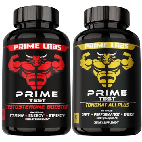 Prime Labs Test Prime Test Testostérone Booster (60 ct) + Tongkat Ali Plus (60 ct)