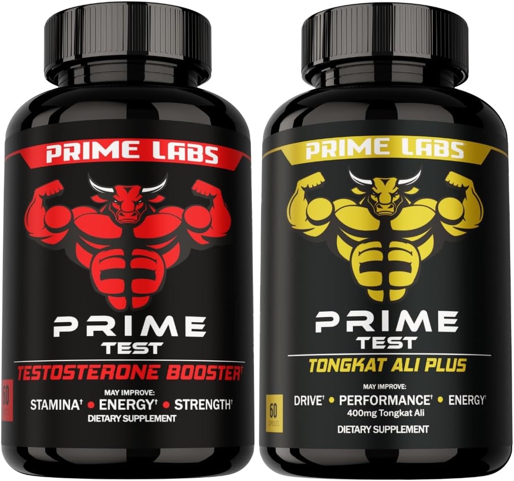 Prime Labs Test Prime Test Testostérone Booster (60 ct) + Tongkat Ali Plus (60 ct)