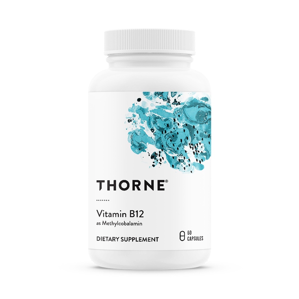THORNE - Vitamine B12 - sous forme de méthylcobalamine - soutient la santé cardiaque et nerveuse, la fonction des cellules sanguines, le sommeil sain et la méthylation* - sans gluten, lait et soja - 60 portions