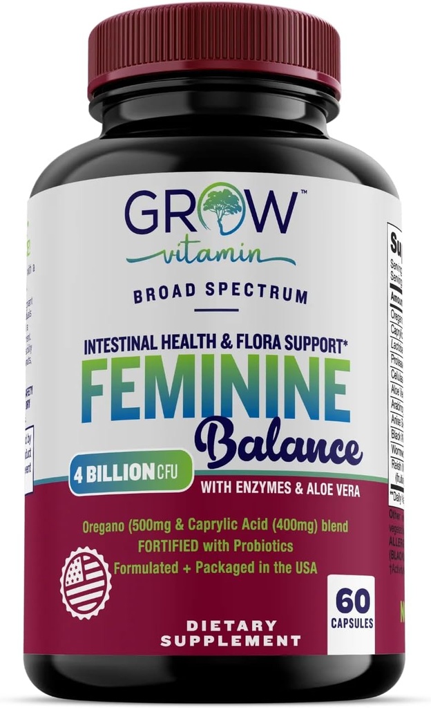 Feminine Balance Complex | Candida Support | Oregano & Caprylic Acid Blend | Vaginal Detox & Cleanse Probiotics | Supports Healthy Intestinal Flora & Immune Function