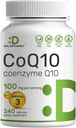 SUPPLÉMENT DE DÉLAI CoQ10 100mg avec Omega 3 100mg, 240 Capsules