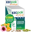 EZC Pak On The Go Immune System Booster avec Echinacea, Vitamine C, Zinc, Supplément de soutien immunitaire, Vitamines d'immunité pour adultes, Emballage voyage-friendly, Végétarien, Sans gluten - Pack de 6