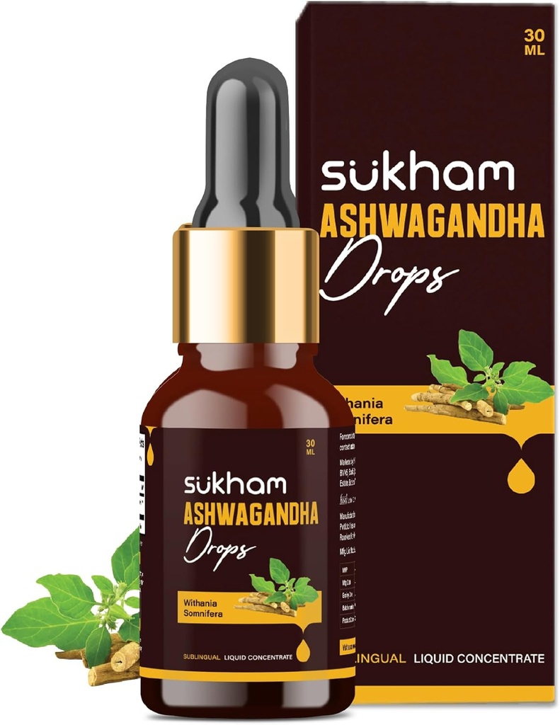 Ashwagandha gouttes liquides- Extrait de racine d'Ashwagandha , 3e laboratoire de parti testé , meilleure énergie et immunité , 1 FL.OZ (40 portions)- avec Withanolides et Withaferins