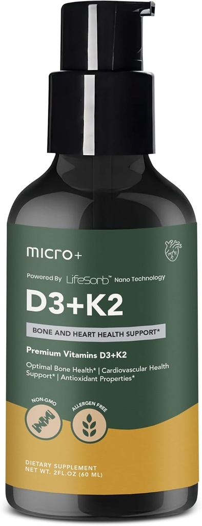 D3K2+ par supplément de vitamine micro+ avec la technologie LifeSorb - Supplément D3 K2, os et santé immunitaire