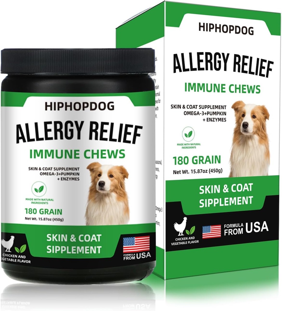 Supplément pour chien multivitamine, glucosamine Chondroïtine pour chiens, probiotiques, huile de poisson oméga, suppléments pour chiens et vitamines, vitamines pour chiens pour la peau et les allergies du manteau, (Boeuf 180 ct)