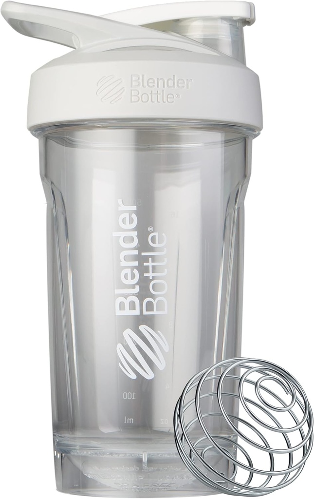 BlenderBottle Sport Shaker Bouteille avec fouet à fils, 24-Ounce, blanc – Serrures protéinées et hydratation pour les athlètes et les passionnés de fitness, mélange facile, durable et léger, couvercle verrouillable