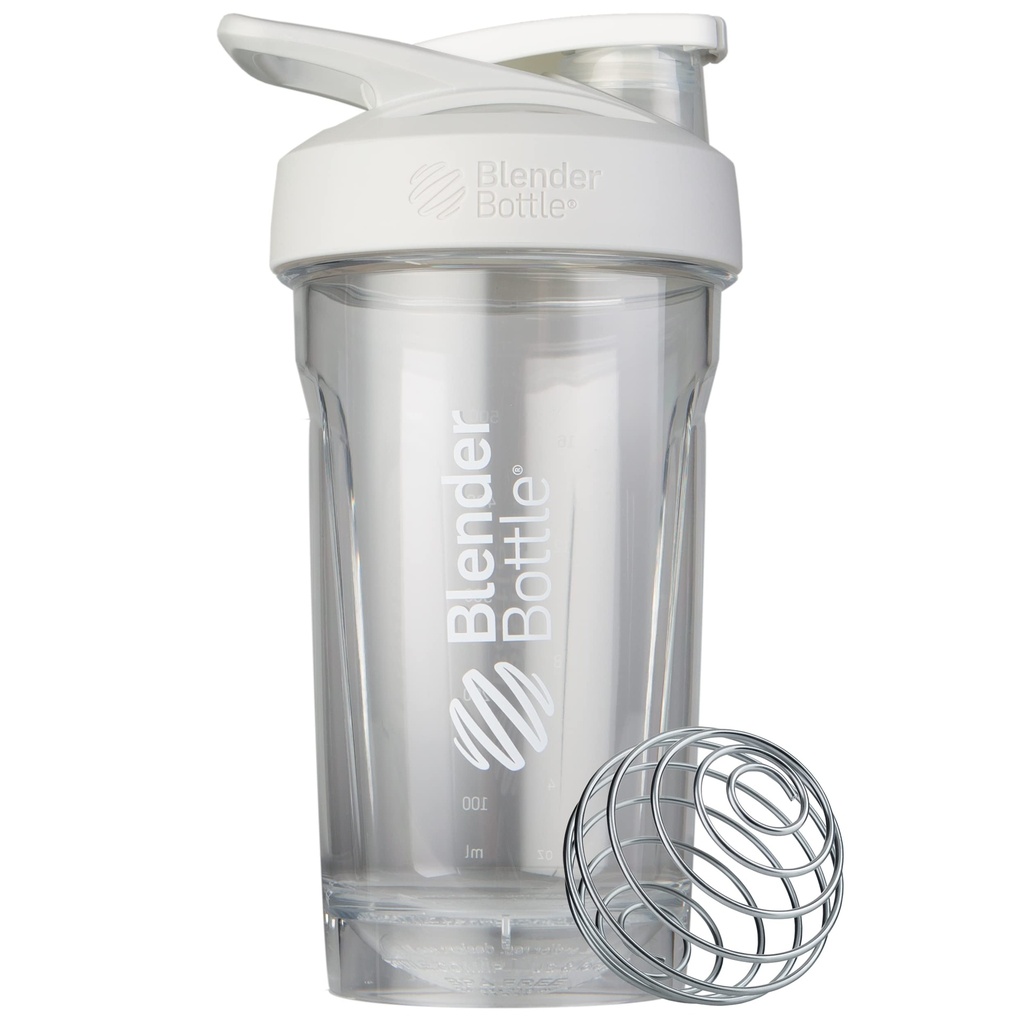 BlenderBottle Sport Shaker Bouteille avec fouet à fils, 24-Ounce, blanc – Serrures protéinées et hydratation pour les athlètes et les passionnés de fitness, mélange facile, durable et léger, couvercle verrouillable