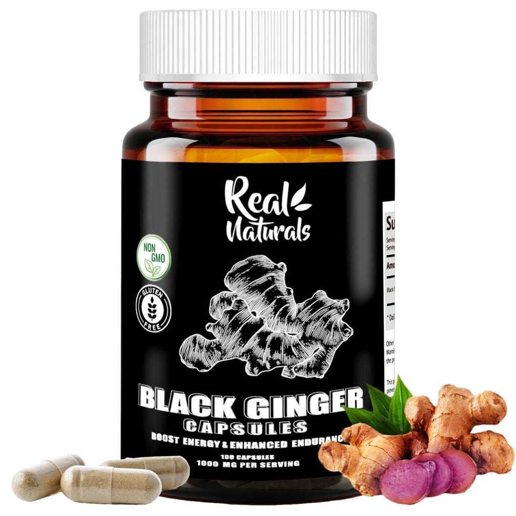 Ginger noir pour hommes Capsule 500 mg (100 Capsules) Vegan kaempferia parviflora Capsules d'extrait de ginger noir pour l'endurance globale et la performance