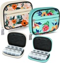 Serfeymi Weekly Pill Organizer Pill Case for Purse with Amovible 7 Day Pill Box, Fashionable Travel Medicine Organizer Pill Container for Medicine, Vitamine, Supplément - Bloom 01 + Green 01