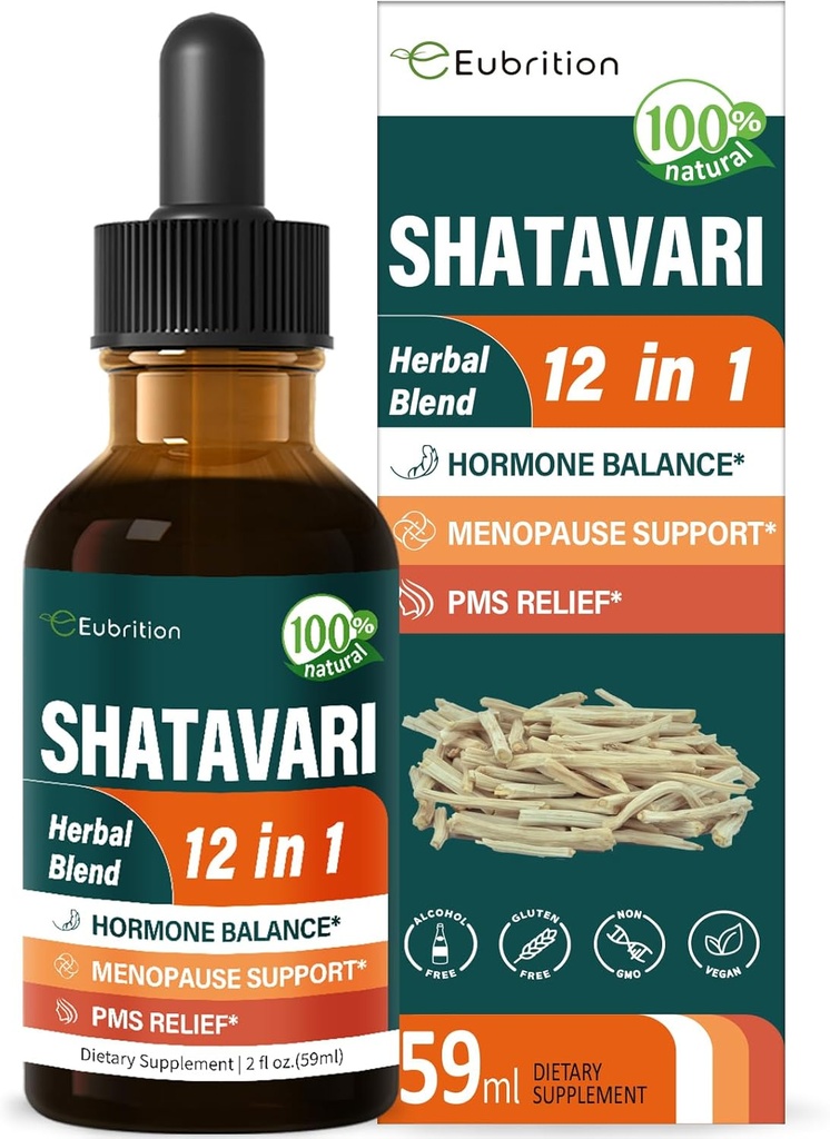 Shatavari (Shitabari) Drops for Women Support Menopause Relief, Herbal Supplement for PMS Support, 12-in-1 Formula with Wild Yam, Vitex Berry Extract. 2oz
