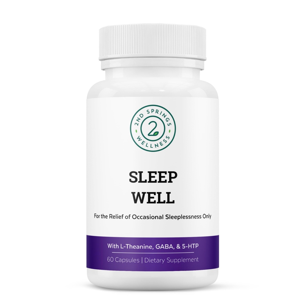 Formule de soutien pour le bien-être et la détente - Mélange puissant avec Magnésium, L-Theanine, GABA et Mélatonine - Améliore la relaxation + favorise des modèles de sommeil sains - 60 Capsules