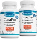 EuroMedica CuraPro - Supplément antioxydant pour le cerveau et le soutien de la santé immunitaire - Supplément diététique avec Curcumine et huile essentielle curcumine - Support du foie à base de plantes - 60 Softgels, 2 Pack (120 Softgels)