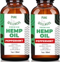 Pure Wellness Huile de chanvre gouttes d'huile de menthe poivrée pour améliorer la fonction cognitive, Omega 3 6 9 Acides gras, organiques, non-OGM, végétalien (5 000 mg 2-Pack)