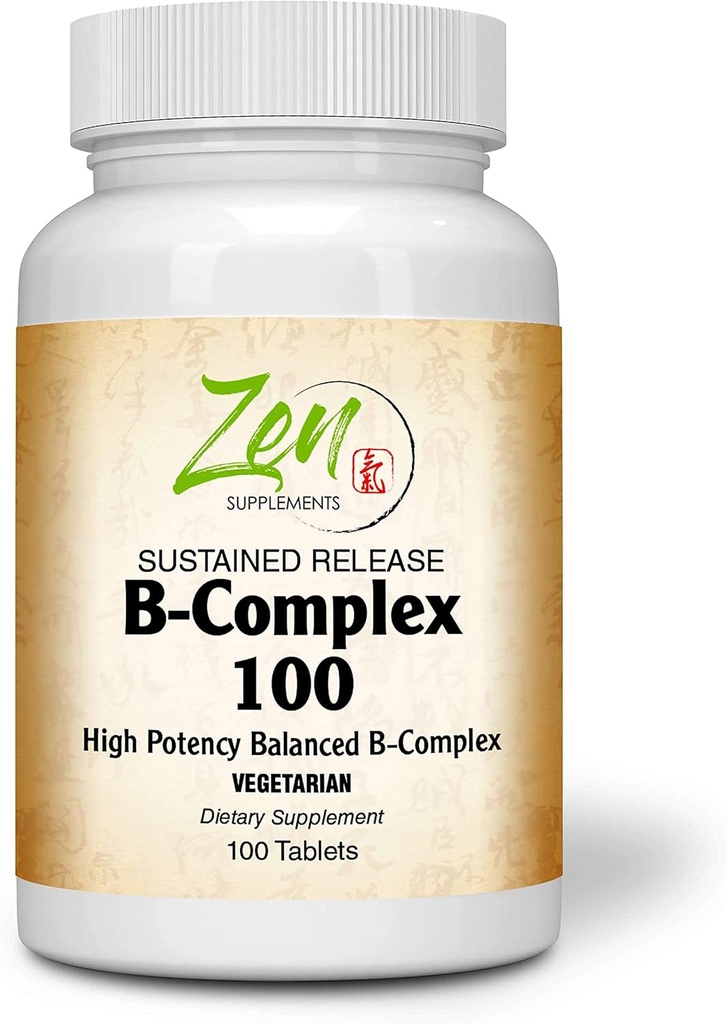 Supplément de vitamine complexe B complet - Complexe de supplément de vitamine B avec acide folique, biotine, Inositol - pour la santé immunitaire et cardio, métabolisme énergétique - 100 comprimés à libération prolongée