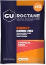 GU Energy Roctane Ultra Endurance Energy Drink Mix, végétalien, sans gluten, casher, 35mg de caféine, et sans lait n-the-Go énergie pour n'importe quelle séance d'entraînement, 10 paquets à un seul usage, fruits tropicaux