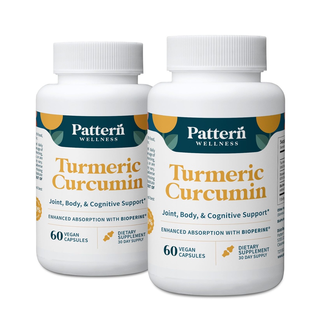 Motif Wellness Curcumine curcuma – 1300mg – 95% Curcuminoïdes avec Pepper noir BioPerine® – Soutien articulaire, cognitif et immunitaire – Non-OGM, sans gluten – 120 capsules