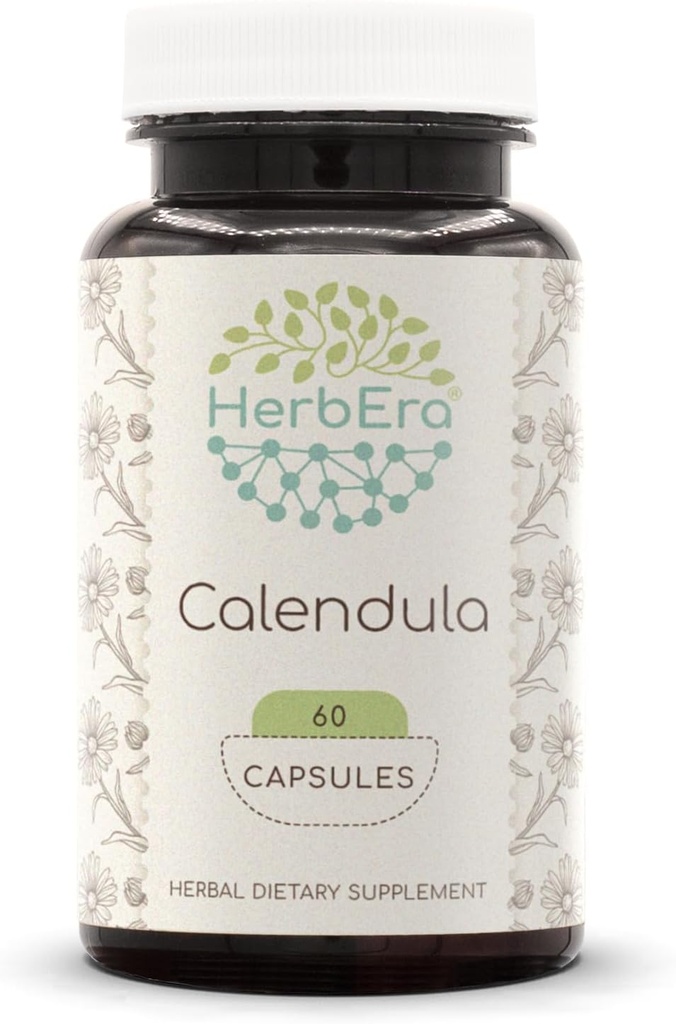 HerbEra Calendula 60 Capsules, faites à partir de Calendula (Calendula Officinalis) Fleur séchée (60 Capsules)