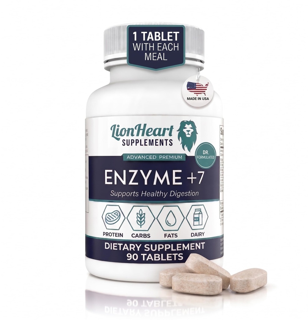 SUPPLÉMENT D'ENZYMES DIGESTIFS - Comprend les sels de bile à l'oxyde purifiés - Comprimés pour pas de tampons à vérins - Enzyme pour la digestion et le dégazage - Aide le ballonnement, le reflux acide, la constipation et la réparation