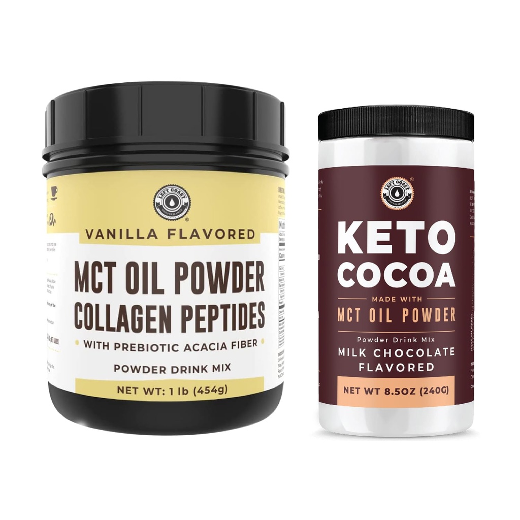 Performance de la côte gauche Keto MCT huile poudre & collagène + Keto Coco Drink Mix