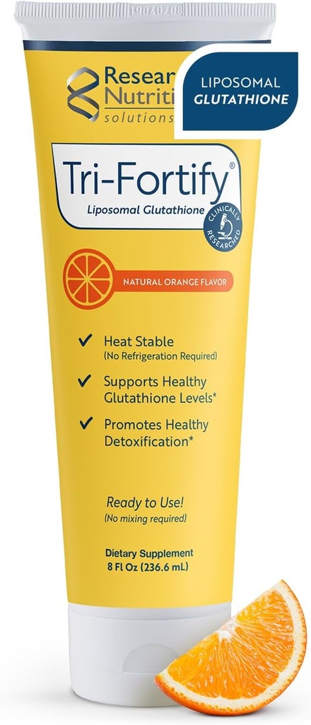 Nutritonales Tri-Fortify Liposomal Supplément de glutathion Gel liquide - Recherche clinique Detox & Immune System Support, Antioxydant - Absorption Supérieure - Orange Naturel, 8 Fl Oz