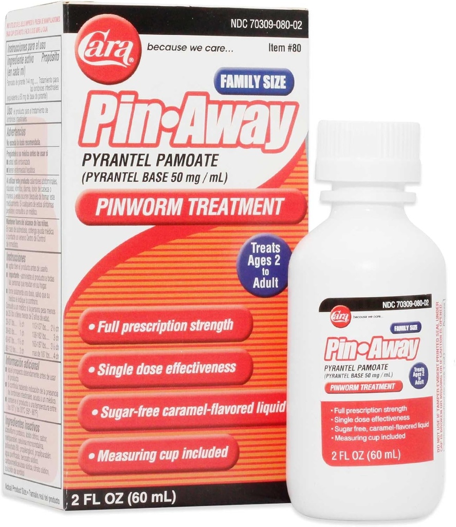 CARA Pin-Away Pinworm Médecine, 2 Fluid Ounce