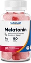 Nutricost Melatonine 1mg, 180 gommies, Aromatisés aux fraises - Sans gluten, sans OGM, sans sirop de maïs