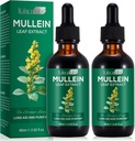 2 paquets de gouttes de Mullein pour les poumons, suppléments naturels à base de plantes de Mullein, extrait de feuille de Mullein pour le nettoyage pulmonaire et le soutien respiratoire, 2,02 fl oz