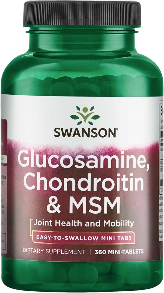 Swanson Mini-Tabs Glucosamine Chondroitin & Msm Joint Mobility Flexibility Comfort Cartilage Connective Tissue Health Support 750/600/300 Milligrams 360 Tabs
