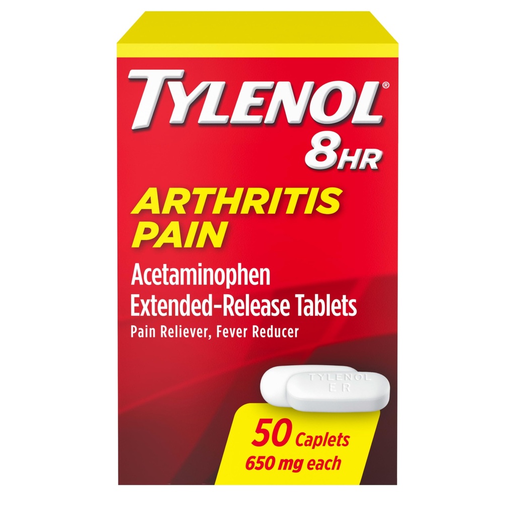 Tylenol arthrite 8 heures soulagement de la douleur comprimés à libération prolongée, 650 mg d'acétaminophène, traitement anti-douleur articulaire et réducteur de la fièvre, soulagement de la douleur orale pour l'arthrite et la douleur articulaire, 50 Compte