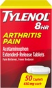 Tylenol arthrite 8 heures soulagement de la douleur comprimés à libération prolongée, 650 mg d'acétaminophène, traitement anti-douleur articulaire et réducteur de la fièvre, soulagement de la douleur orale pour l'arthrite et la douleur articulaire, 50 Compte