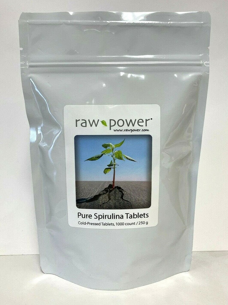 Comprimés de spiruline, 1000 comtes, 250 mg chacun, (250 grammes / 8,8 oz) 100% pur, brut, biologique, pressé à froid